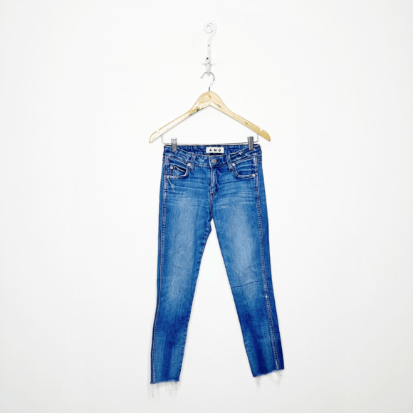 AMO STIX CROP Low rise skinny jean Pacific medium blue wash stretch y2k size 25 - Picture 1 of 7